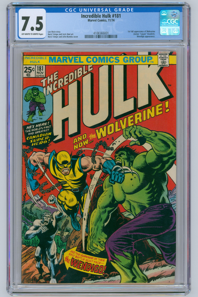 Incredible Hulk 181 - 1st Full App. Wolverine - 1974 CGC 7.5