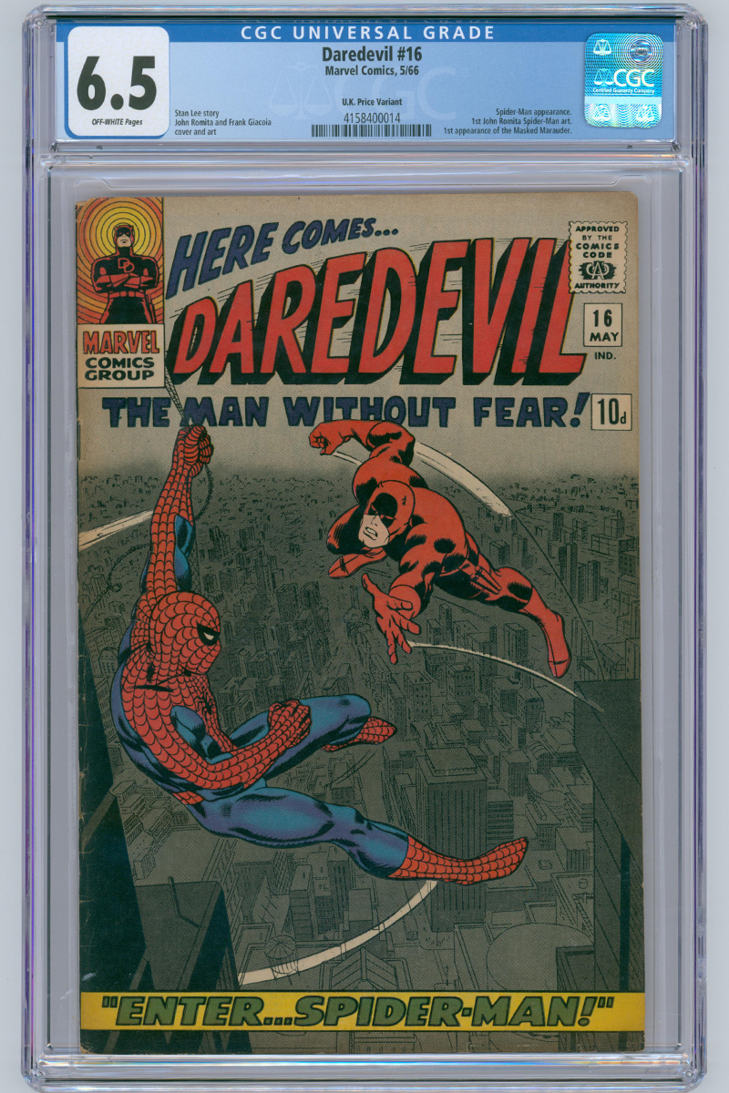Daredevil Vol 1. 016 - 1st John Romita Spider-Man Art - 1966 CGC 6.5