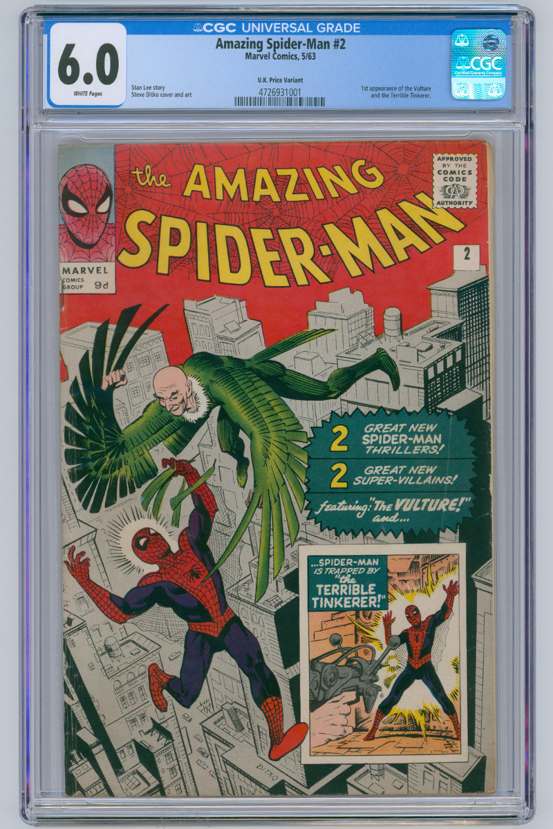 Amazing Spider-Man Vol 1. 002 - 1st App. Vulture - 1963 CGC 6.0 WHITE Pages