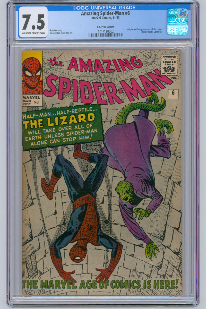 Amazing Spider-Man Vol 1. 006 - 1st App. Lizard - 1963 CGC 7.5