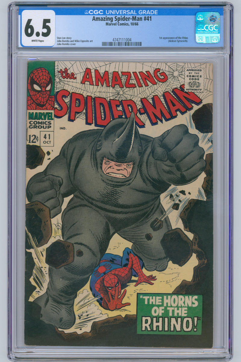 Amazing Spider-Man Vol 1. 041 - 1st App. Rhino - 1966 CGC 6.5 WHITE Pages