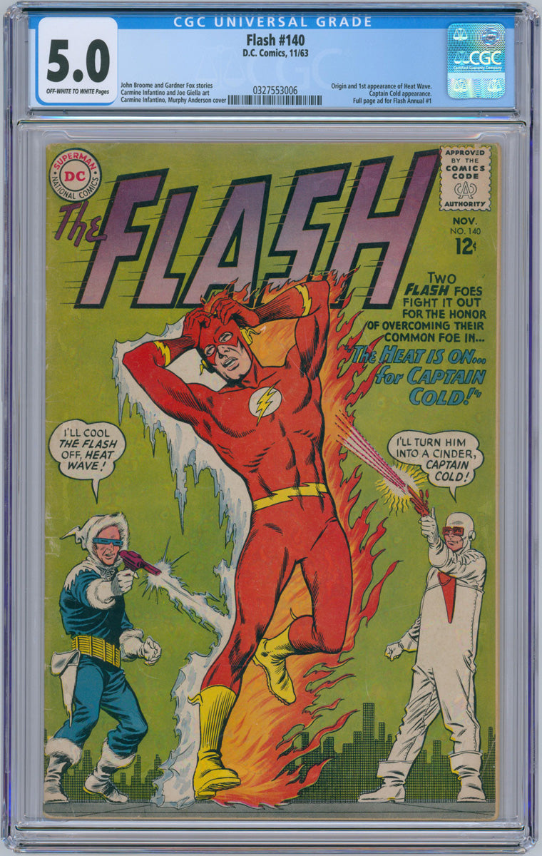 Flash Vol 1. 140 - 1st App. Heat Wave - 1963 CGC 5.0