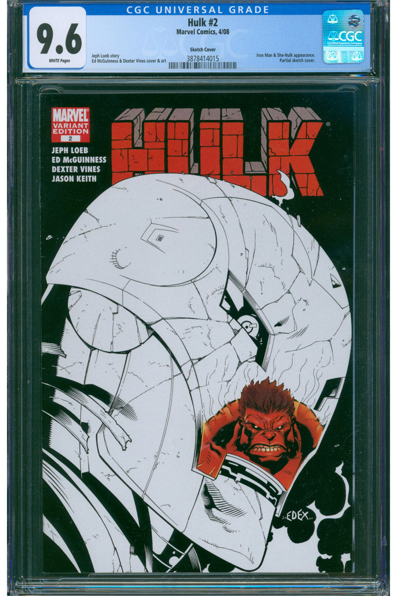 Hulk 002 - 1:100 McGuinness Sketch Variant - 2008 CGC 9.6