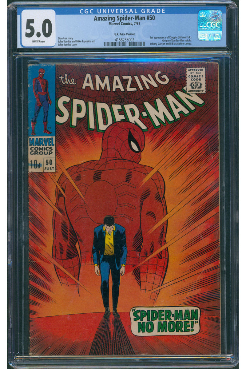 Amazing Spider-Man Vol 1. 050 - 1st App. Kingpin - 1967 CGC 5.0 WHITE PAGES