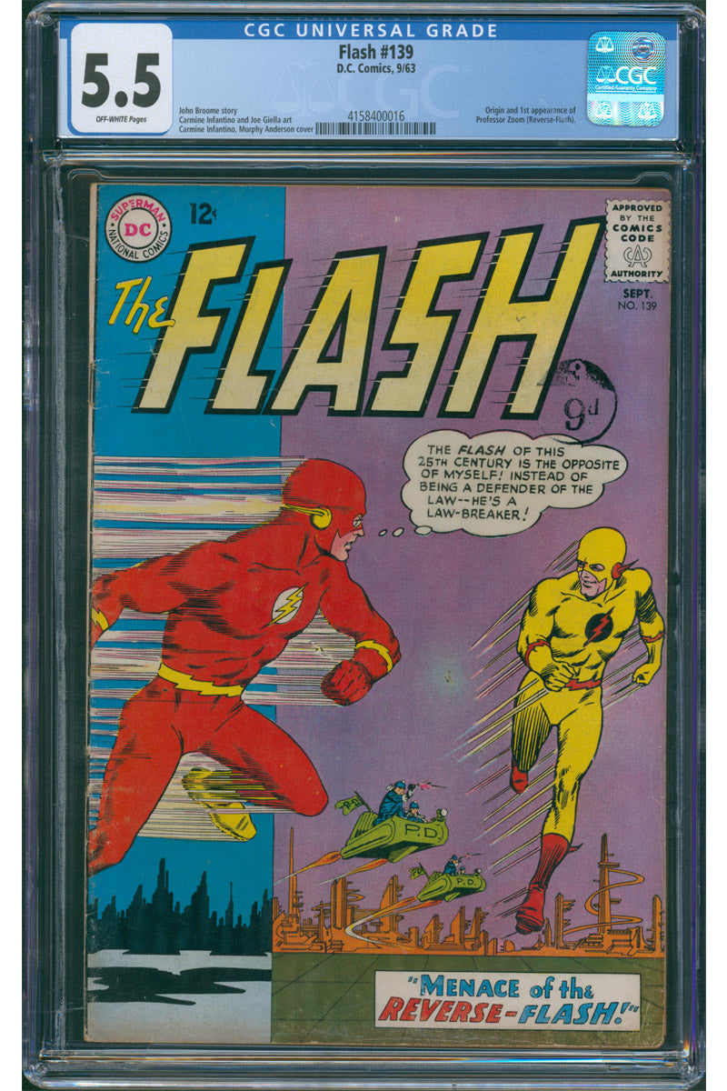 Flash Vol 1. 139 - 1st App. Reverse Flash - 1963 CGC 5.5