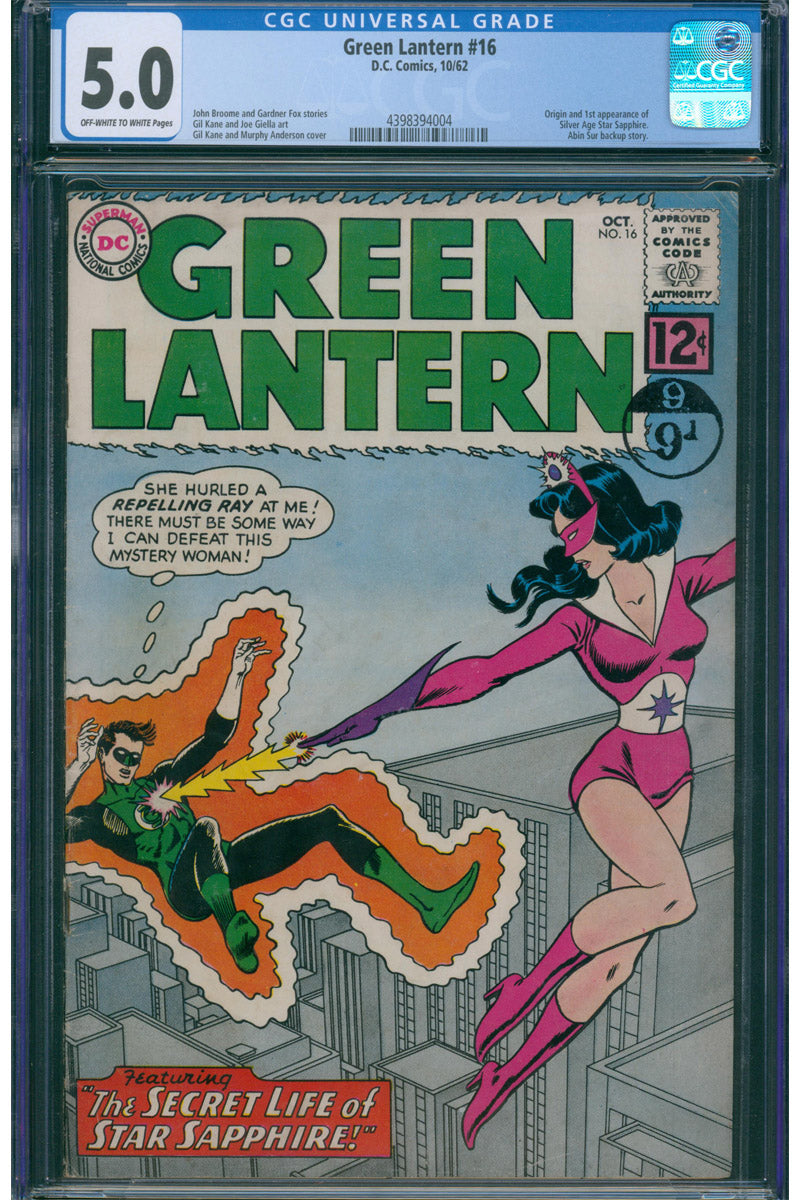 Green Lantern Vol 2. 016 - 1st App SA Star Sapphire - 1962 CGC 5.0