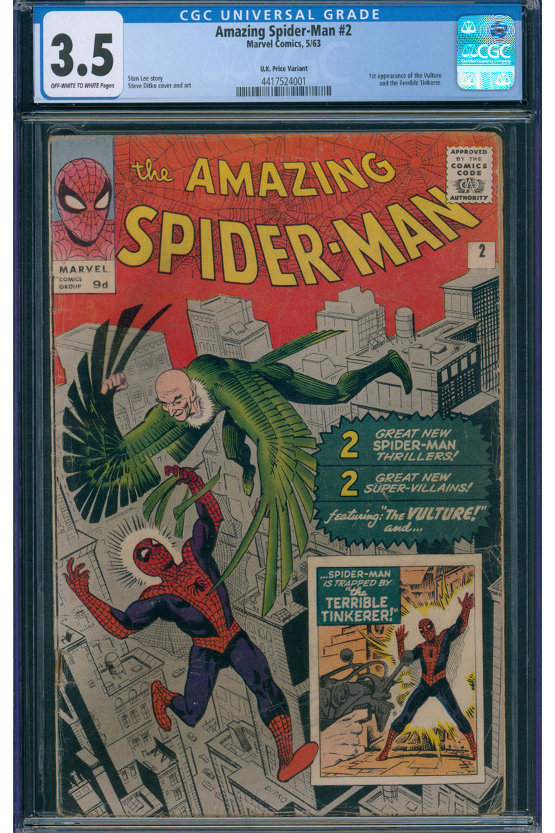 Amazing Spider-Man Vol 1. 002 - 1st App. Vulture - 1963 CGC 3.5