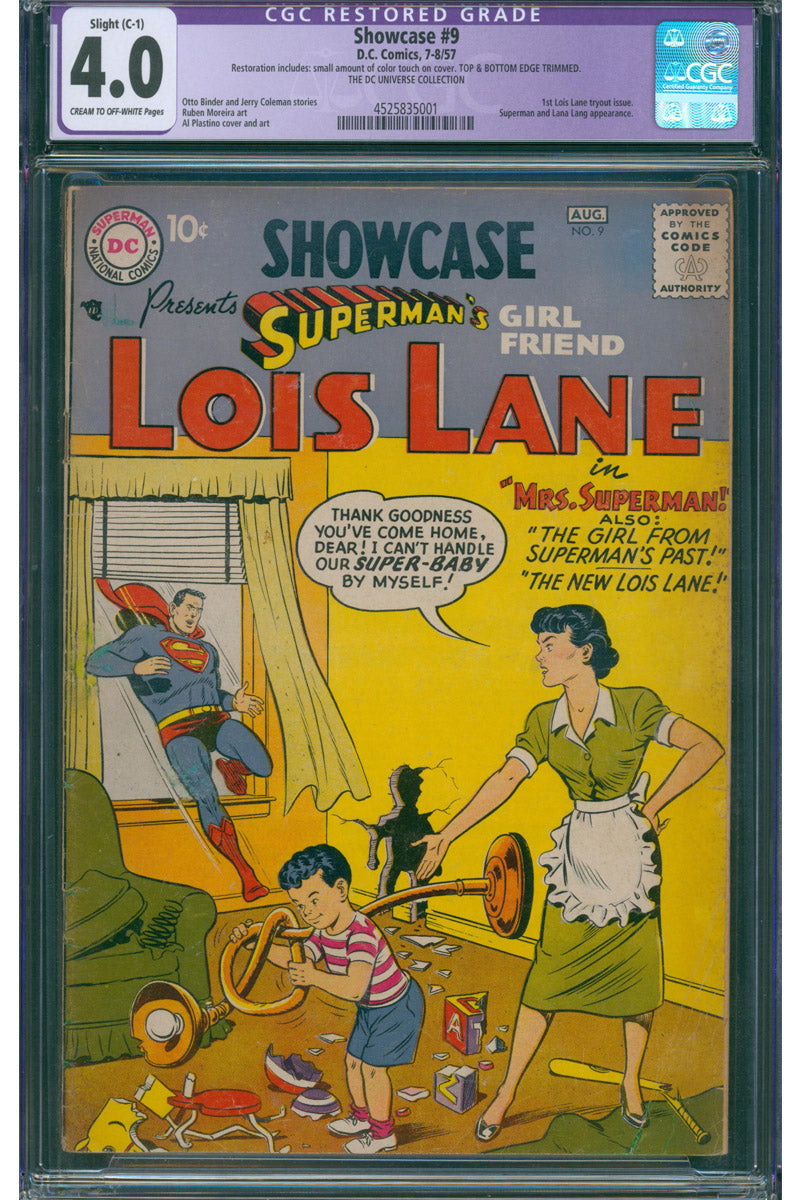 Showcase 009 - 1st Lois Lane Tryout Issue - 1957 CGC 4.0 (restored)
