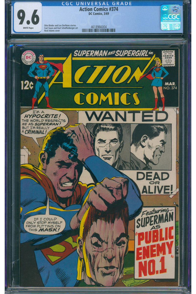Action Comics 0374 1969 CGC 9.6 WHITE PAGES