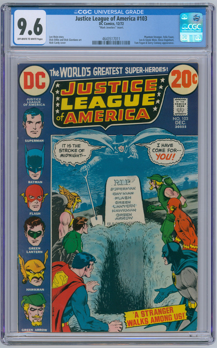 Justice League of America 103 - Mark Jewellers Insert - 1972 CGC 9.6