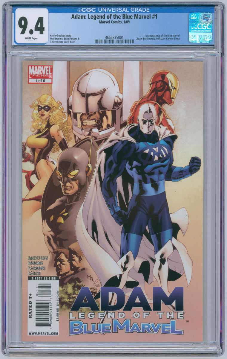 Adam: Legend of the Blue Marvel 001 - 1st App Blue Marvel - 2009 CGC 9.4