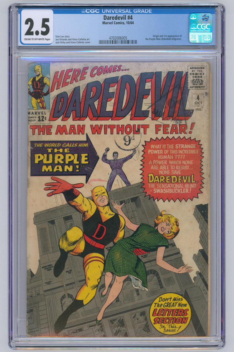 Daredevil Vol 1. 004 - 1st App. Purple Man - 1964 CGC 2.5