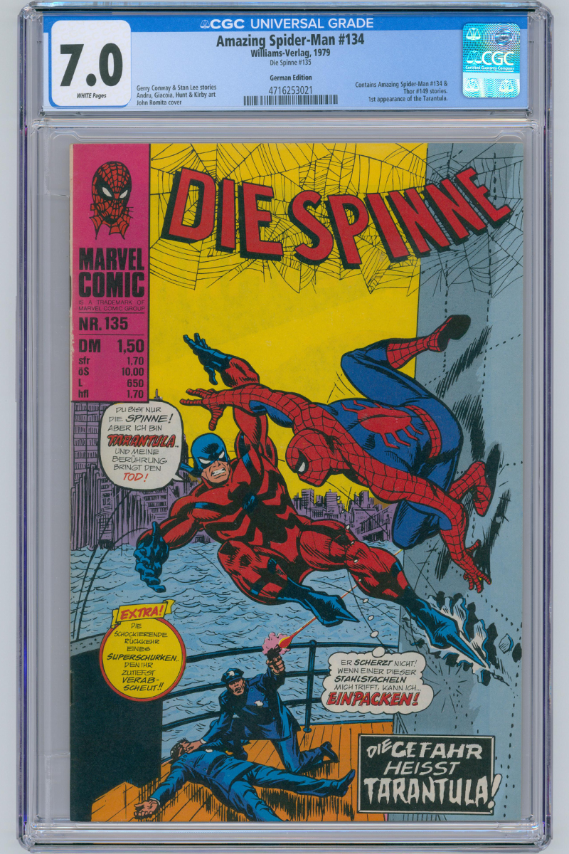 Amazing Spider-Man Vol 1. 134 - German Edition - 1979 CGC 7.0 WHITE Pages