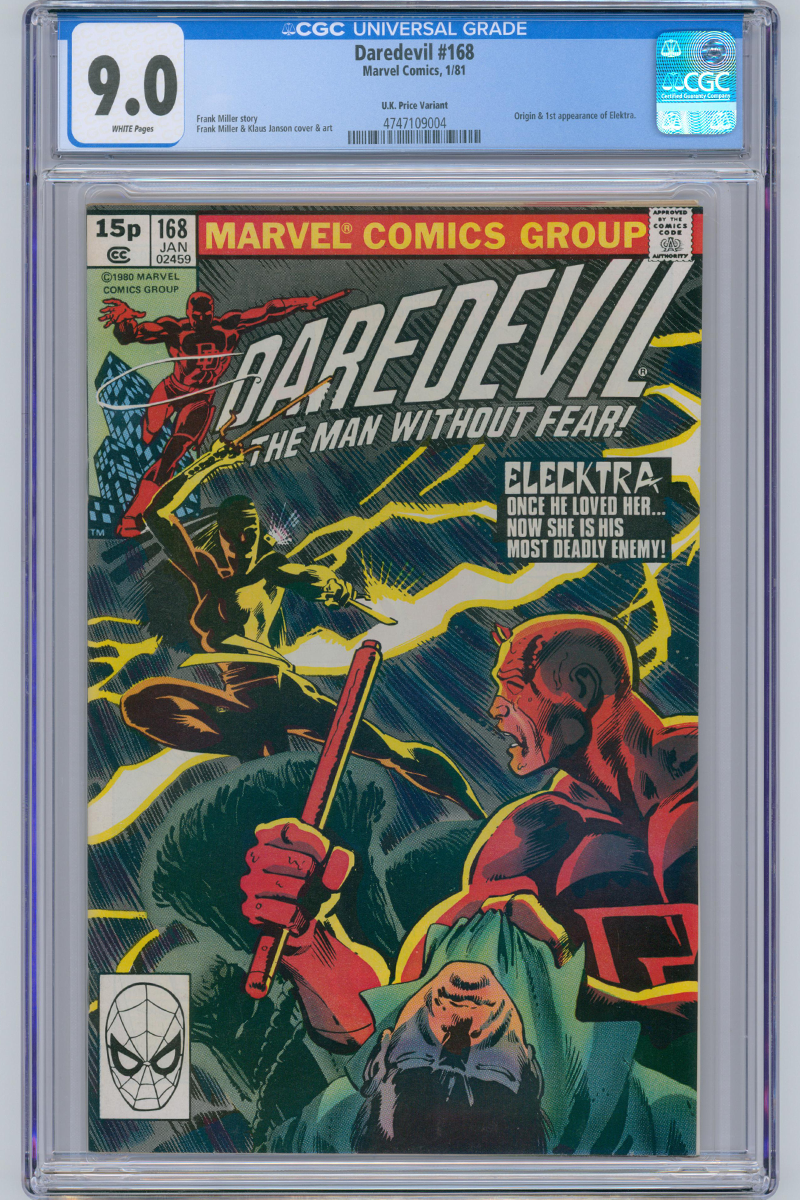 Daredevil Vol 1. 168 - 1st App & Origin of Elektra - 1981 CGC 9.0