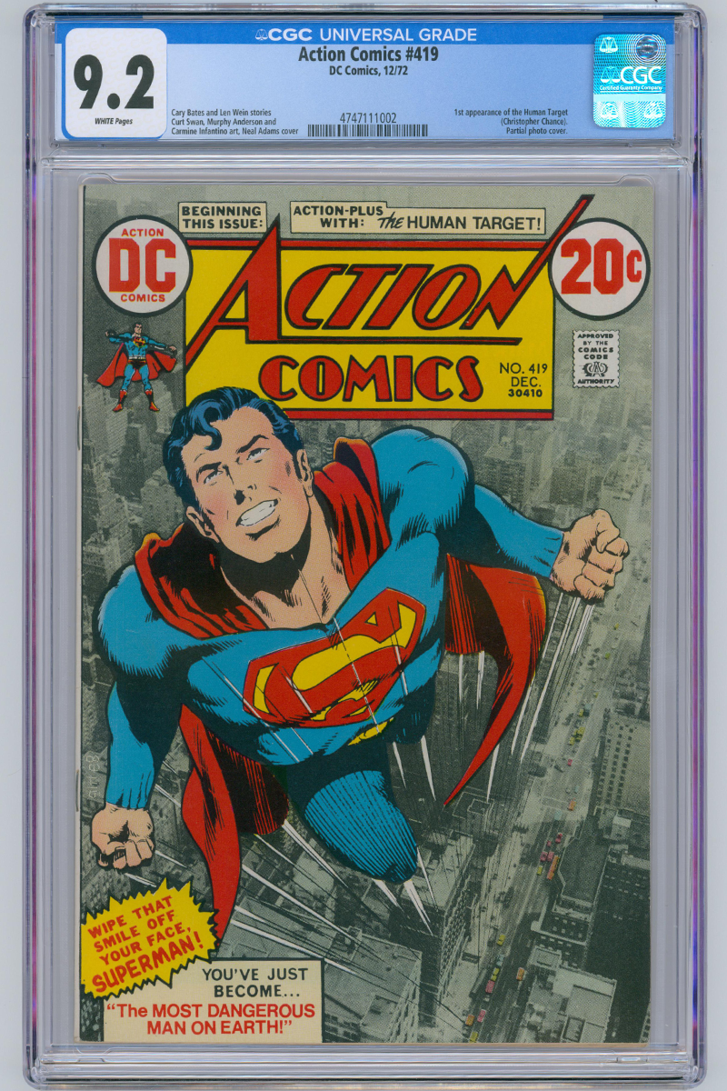 Action Comics 0419 - 1st App. Human Target - 1972 CGC 9.2 WHITE Pages