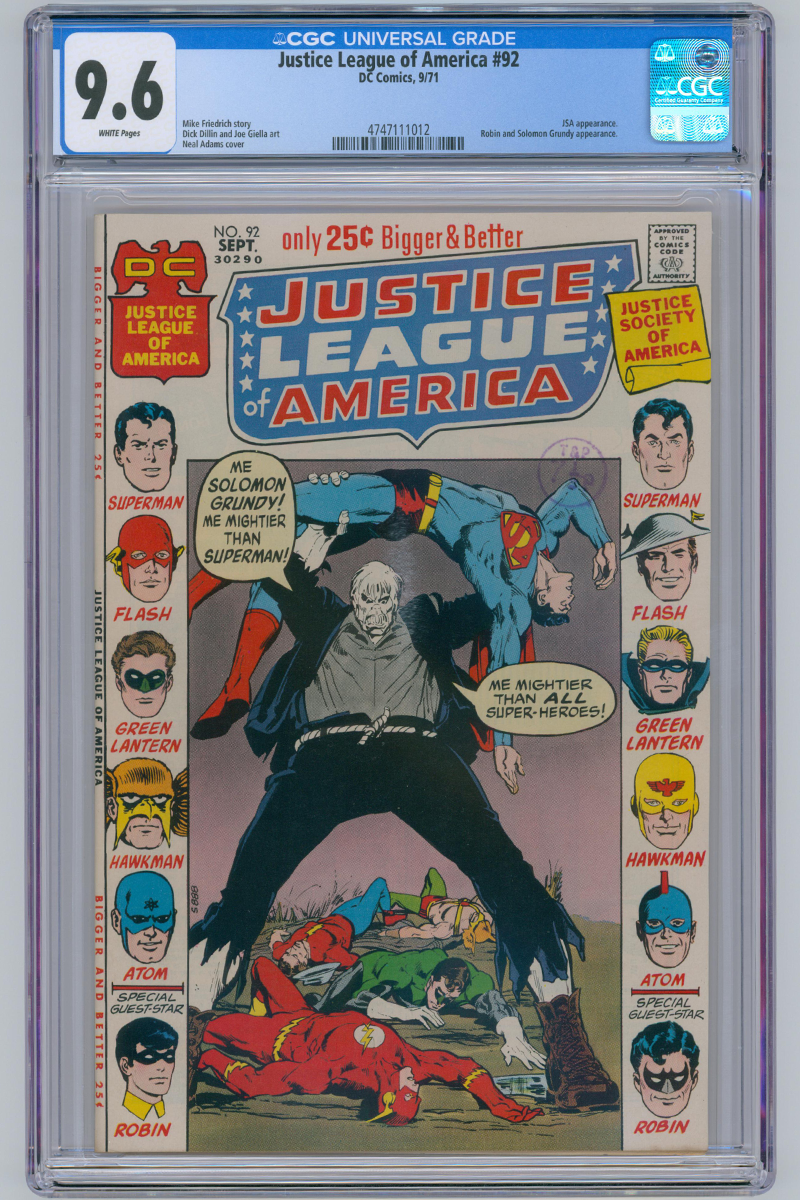 Justice League Of America 092 - 1972 CGC 9.6 WHITE Pages