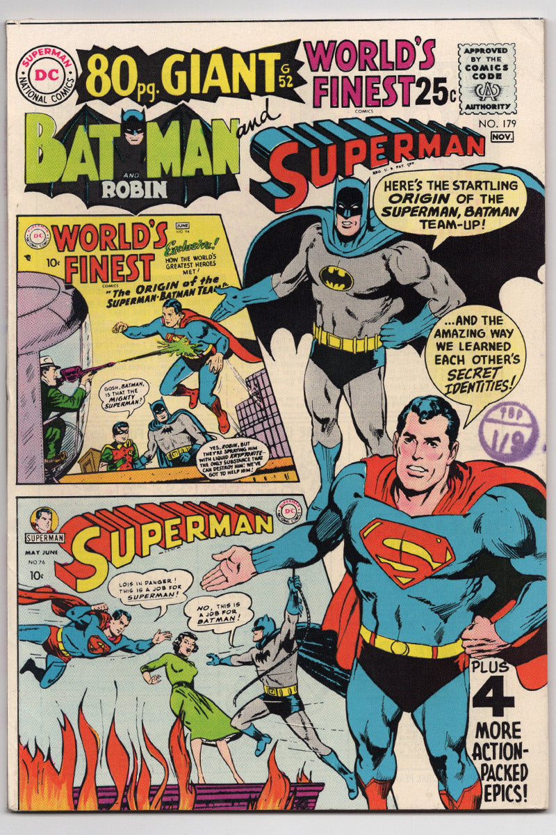 Worlds Finest 179 1968 FN/VF