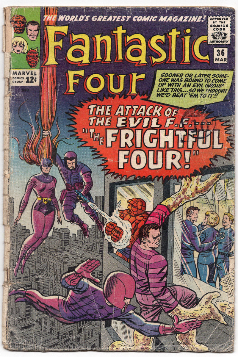Fantastic Four 036 - 1st app Frightful Four & Medusa 1965 GD