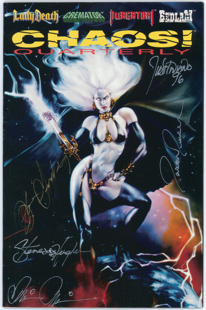 Chaos Quarterly 1 - 5x Signed by Pulido, Hughes, Jensen, Justiniano & Small Jr. - 1995 FN+